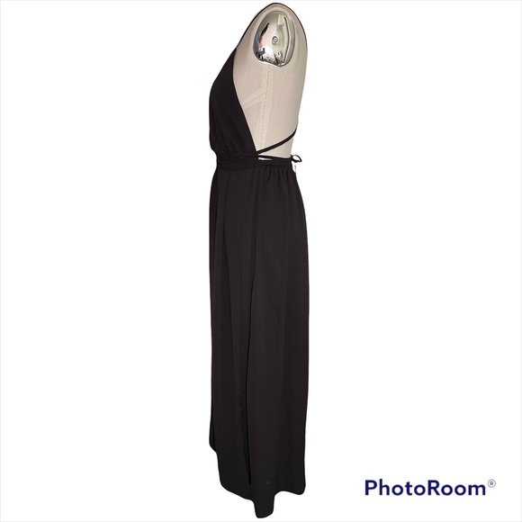 ❤️ NWOT! Black Plunge Front Grecian Maxi Dress - Picture 4 of 6